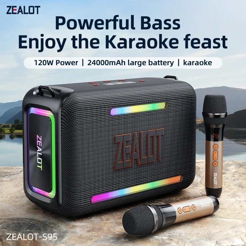 Zealot-S95 With mic Portable Bluetooth Speaker 120W , Bass Party Boombox IPX6 Waterproof Large Speaker, With 1-2 Microphone
Zealot-S95 With mic Portable Bluetooth Speaker 120W , Bass Party Boombox IPX6 Waterproof Large Speaker, With 1-2 Microphone