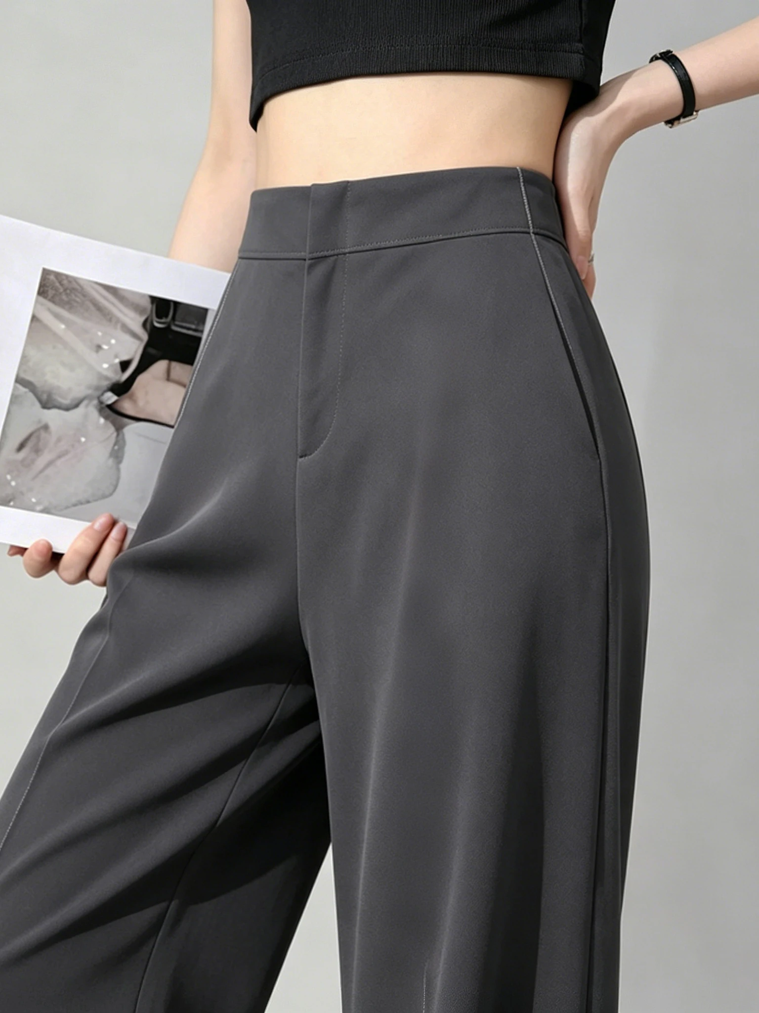 Gray Suit Wide Leg Pants Women Summer New Slimming Thin Drape Straight Floor-Length Pants High Waist Straight Cut Commute Style
Gray Suit Wide Leg Pants Women Summer New Slimming Thin Drape Straight Floor-Length Pants High Waist Straight Cut Commute Style