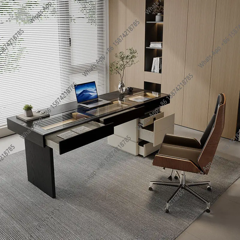 Zx Italian Design High-end Solid Wood Desk Home Minimalist Study Desk Modern Living Room Glass Storage Desk
Zx Italian Design High-end Solid Wood Desk Home Minimalist Study Desk Modern Living Room Glass Storage Desk