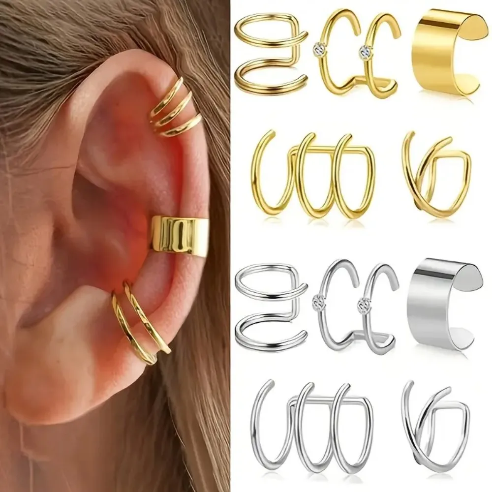 5pcs Punk Style Non-Piercing Spiral Clip Earrings Set Stainless Steel Adjustable for Men & Women Synthetic Rhinestone Mosaic Y2K
5pcs Punk Style Non-Piercing Spiral Clip Earrings Set Stainless Steel Adjustable for Men & Women Synthetic Rhinestone Mosaic Y2K