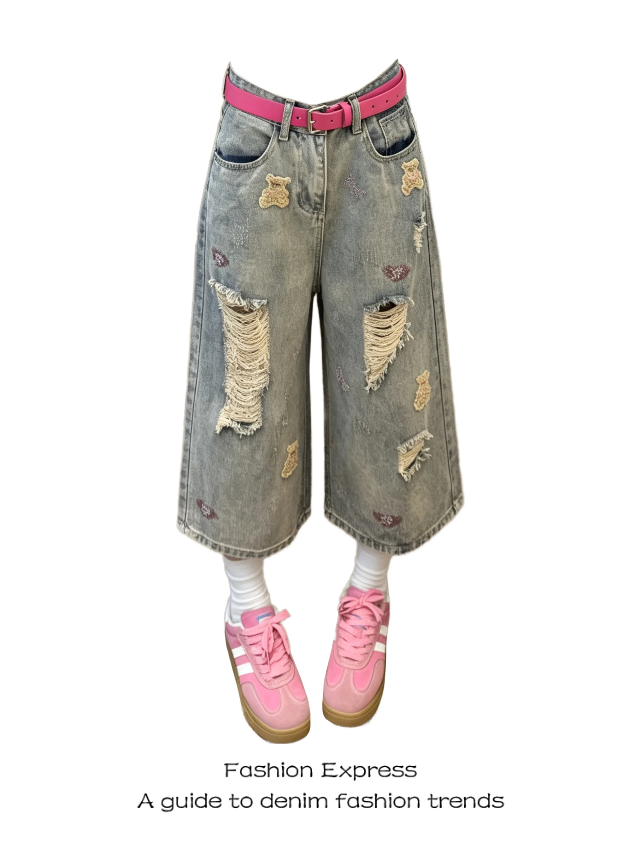 Retro Bear Embroidery Short Shorts Women's Summer Loose Slimming High Waist Wide Leg Seven-Point Denim Jeans Casual Style
Retro Bear Embroidery Short Shorts Women's Summer Loose Slimming High Waist Wide Leg Seven-Point Denim Jeans Casual Style