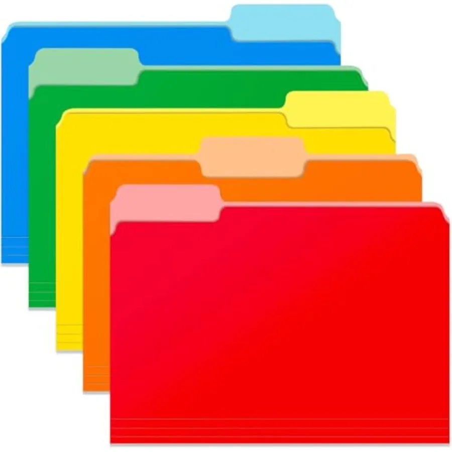 Two Tone Color File Folders 8.5 x 11 Inch, 1/3 Cut Tab File Folders Letter Size, Assorted Colors, Blue Red Green Yellow Orange
Two Tone Color File Folders 8.5 x 11 Inch, 1/3 Cut Tab File Folders Letter Size, Assorted Colors, Blue Red Green Yellow Orange
