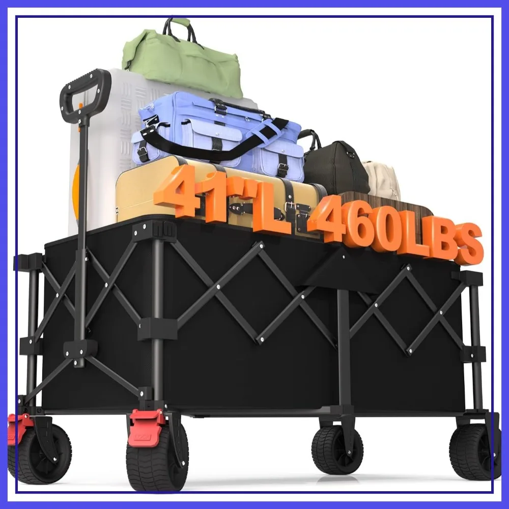 41" L Collapsible Heavy Duty Wagon Cart, 460LBS Capacity, All-Terrain Wheels for Camping Garden Shopping
41" L Collapsible Heavy Duty Wagon Cart, 460LBS Capacity, All-Terrain Wheels for Camping Garden Shopping