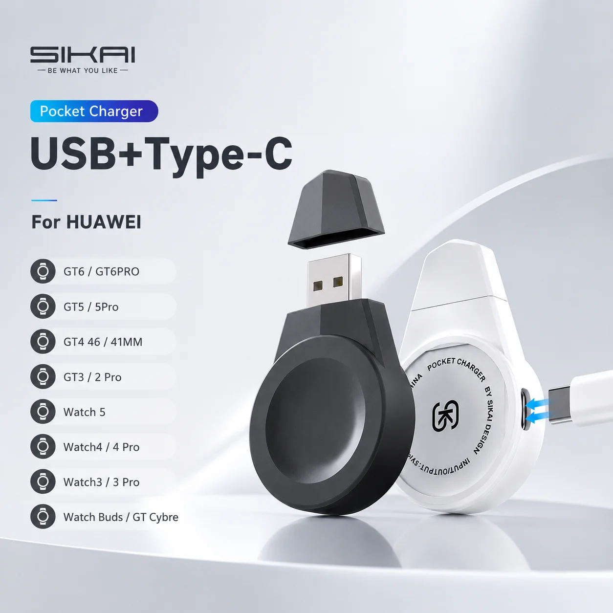 Portable Magnetic Wireless Watch Charger, USB & Type-C Dual Output Fast Charging Dock for Huawei Watch GT6/GT6 Pro/GT5 Pro
Portable Magnetic Wireless Watch Charger, USB & Type-C Dual Output Fast Charging Dock for Huawei Watch GT6/GT6 Pro/GT5 Pro