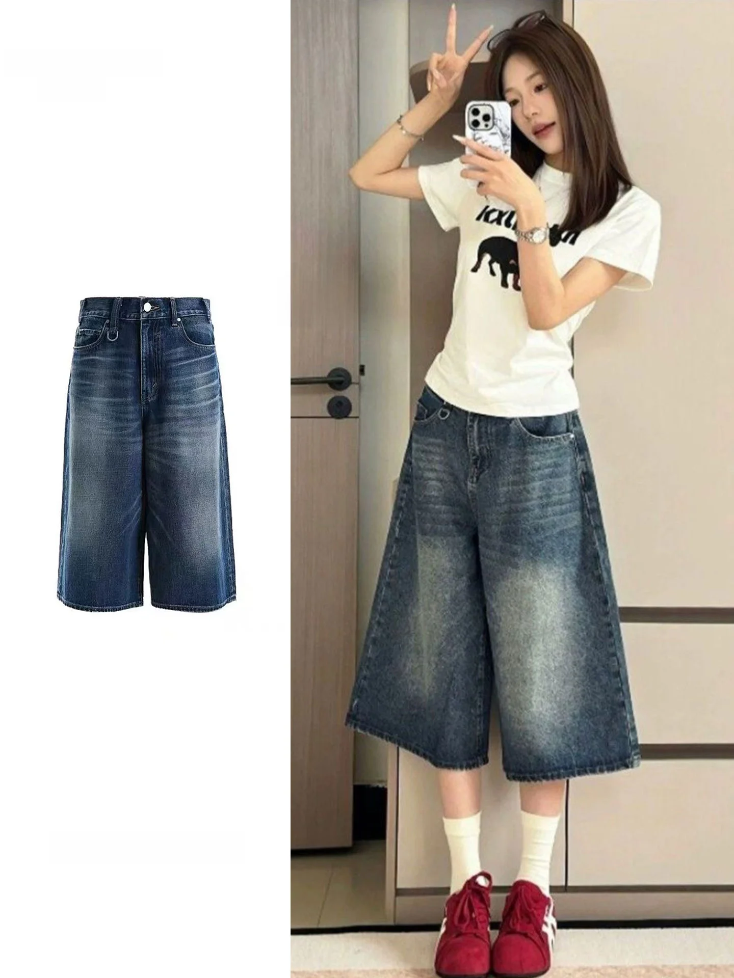 High Waist Seven Inch Denim Shorts Women's Summer New Style Loose Wide Leg Mid-Pants Retro American Style for Plump Sister
High Waist Seven Inch Denim Shorts Women's Summer New Style Loose Wide Leg Mid-Pants Retro American Style for Plump Sister