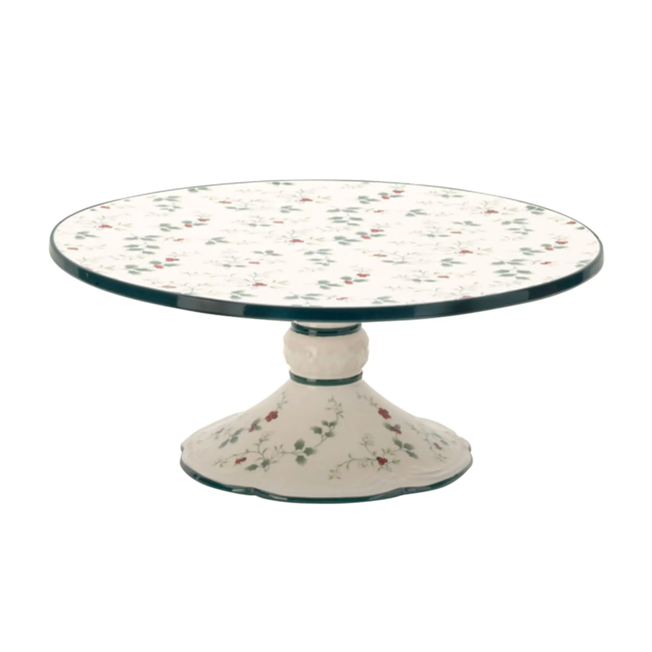 Winterberry Round Cake Plate in White Featuring Green and Red Decorative Accents
Winterberry Round Cake Plate in White Featuring Green and Red Decorative Accents