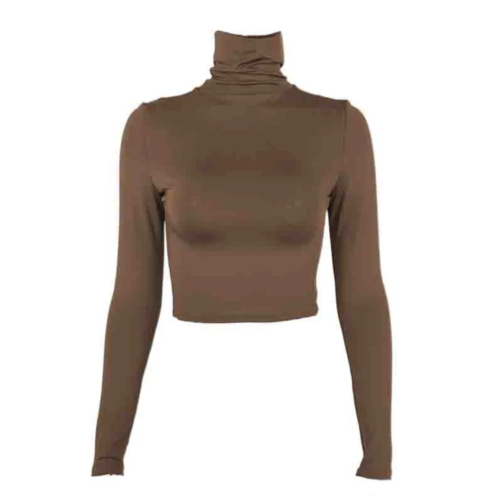 Stylish Y2k Long Sleeve T-shirt Slim Fit Chic High Collar Crop Tops Pullover Korean Style Bottoming Shirt Women Autumn 
Stylish Y2k Long Sleeve T-shirt Slim Fit Chic High Collar Crop Tops Pullover Korean Style Bottoming Shirt Women Autumn
