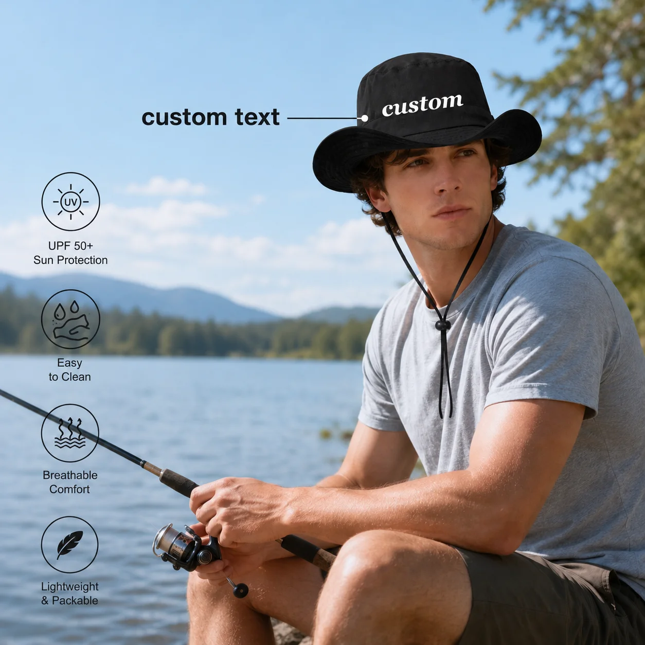Exquisite Breathable Custom TextFishing Hat Casual Outdoor Sun Hat Wide Brim Cap for Fishing Hiking Daily Outdoor Activities
Exquisite Breathable Custom TextFishing Hat Casual Outdoor Sun Hat Wide Brim Cap for Fishing Hiking Daily Outdoor Activities