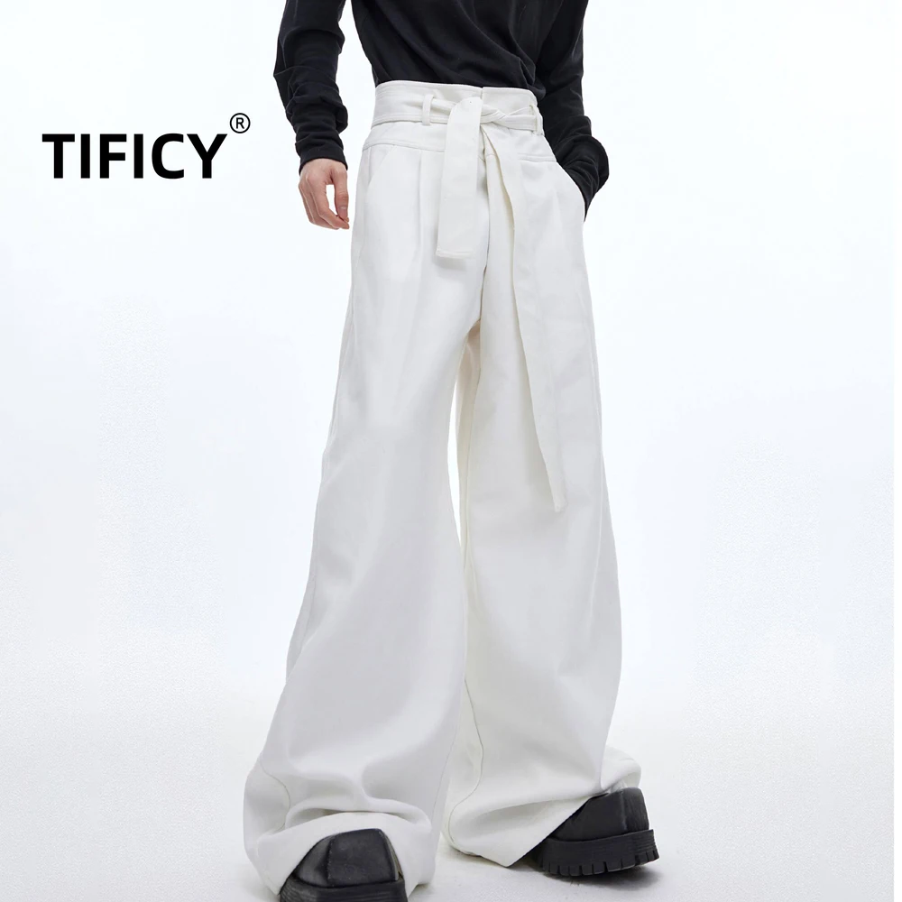 High Street Pants Men's Heavy Solid Color High Waisted Strap Casual A Loose Hanging Feel Streetwear Long Pants
High Street Pants Men's Heavy Solid Color High Waisted Strap Casual A Loose Hanging Feel Streetwear Long Pants