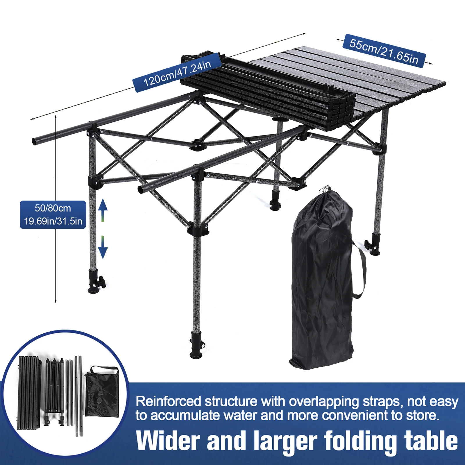 Roll-Up Rectangular Table with Carrying Bag Aluminum Picnic Desk Large Capacity Ultralight Dinner Desk for Sports Event Fishing
Roll-Up Rectangular Table with Carrying Bag Aluminum Picnic Desk Large Capacity Ultralight Dinner Desk for Sports Event Fishing