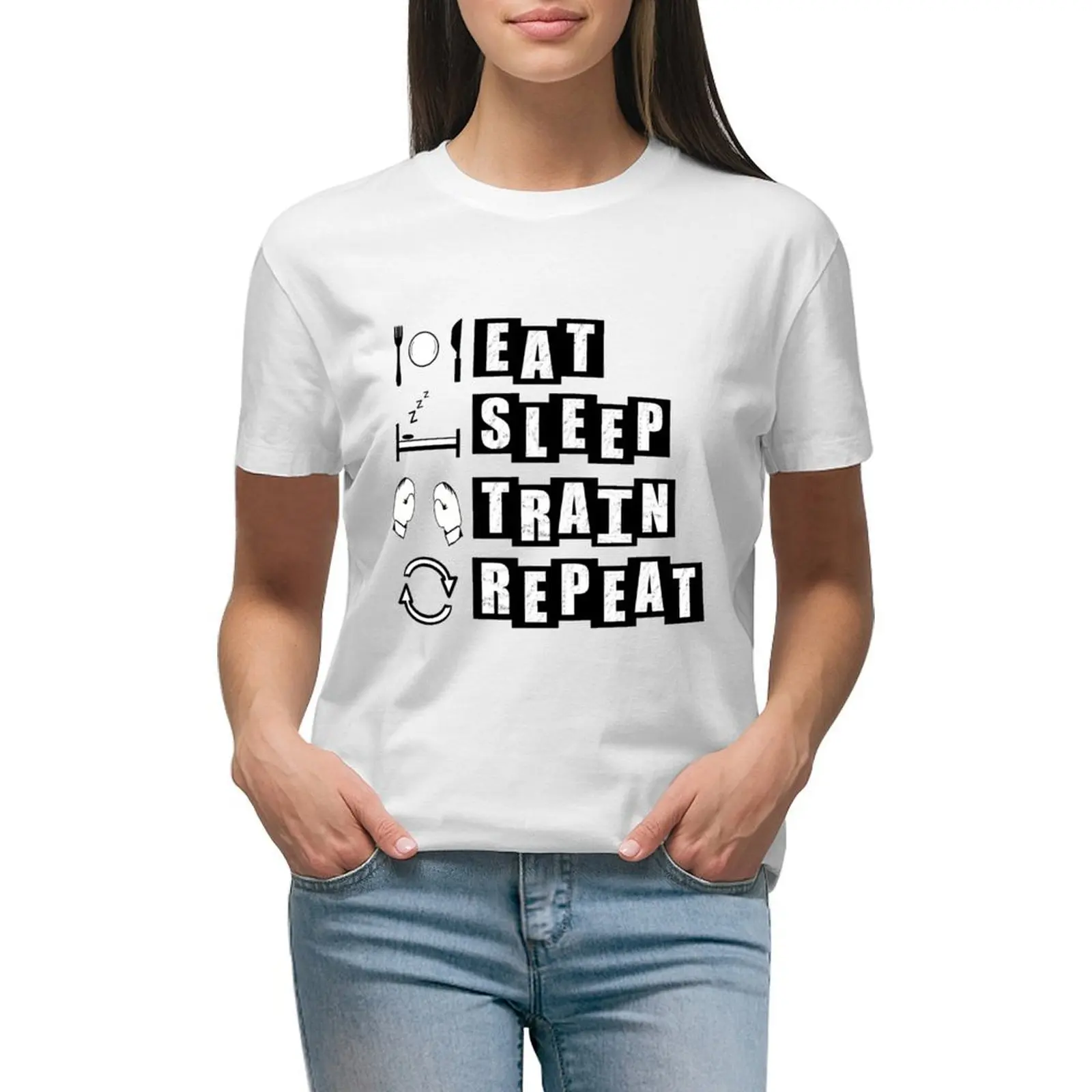 Eat, Sleep, Train, Repeat for Boxing - white T-shirt lady clothes anime clothes Women's tops
Eat, Sleep, Train, Repeat for Boxing - white T-shirt lady clothes anime clothes Women's tops