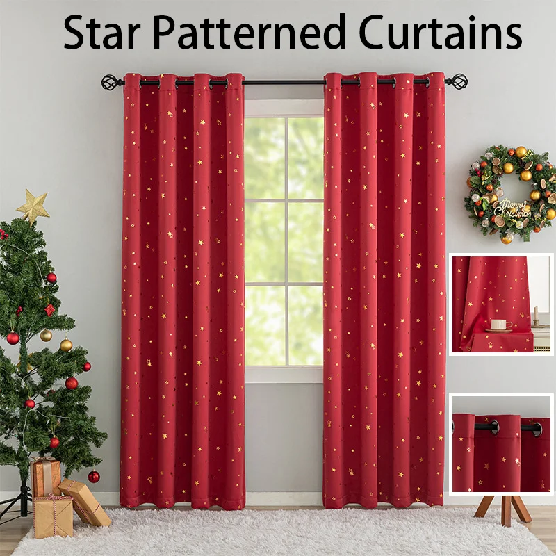 Blackout Curtains Hot Stamping Window Curtain for Kids Living Room/Bedroom Christmas Holiday Decoration Drapes High Shading 90%
Blackout Curtains Hot Stamping Window Curtain for Kids Living Room/Bedroom Christmas Holiday Decoration Drapes High Shading 90%