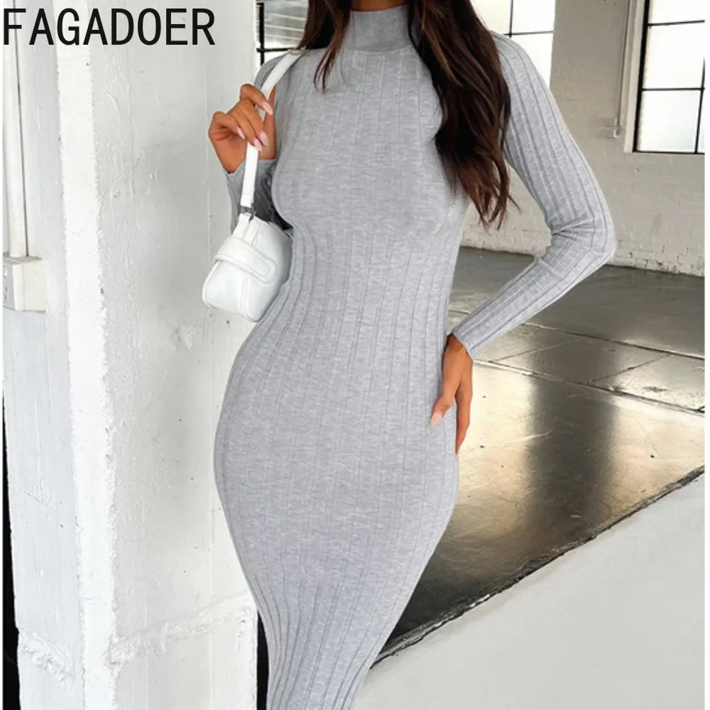 FAGADOER Fashion High Quality Knitting Bodycon Long Dresses 2024 Women Turtleneck Long Sleeve Slim Vestidos Female Basic Clothes
FAGADOER Fashion High Quality Knitting Bodycon Long Dresses 2024 Women Turtleneck Long Sleeve Slim Vestidos Female Basic Clothes
