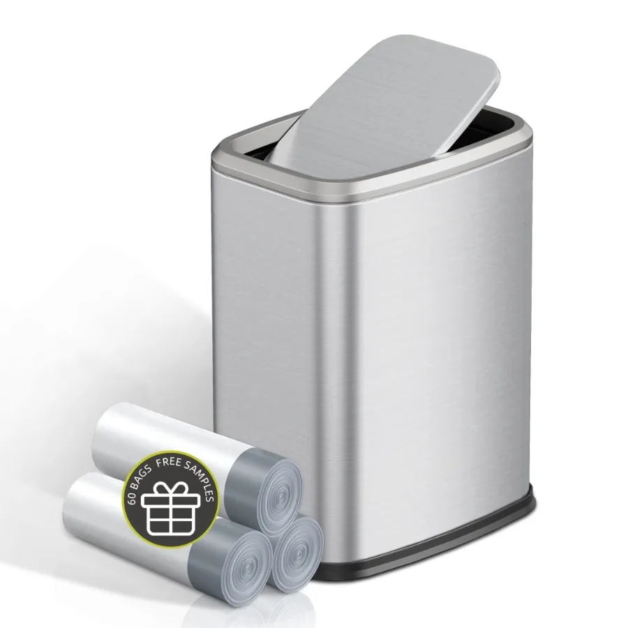 2.1 Gallon/8L Stainless Steel Bathroom Trash Can with Swing Lid, Silent Garbage Can for Bathroom, Bedroom, Office, Living-Room
2.1 Gallon/8L Stainless Steel Bathroom Trash Can with Swing Lid, Silent Garbage Can for Bathroom, Bedroom, Office, Living-Room
