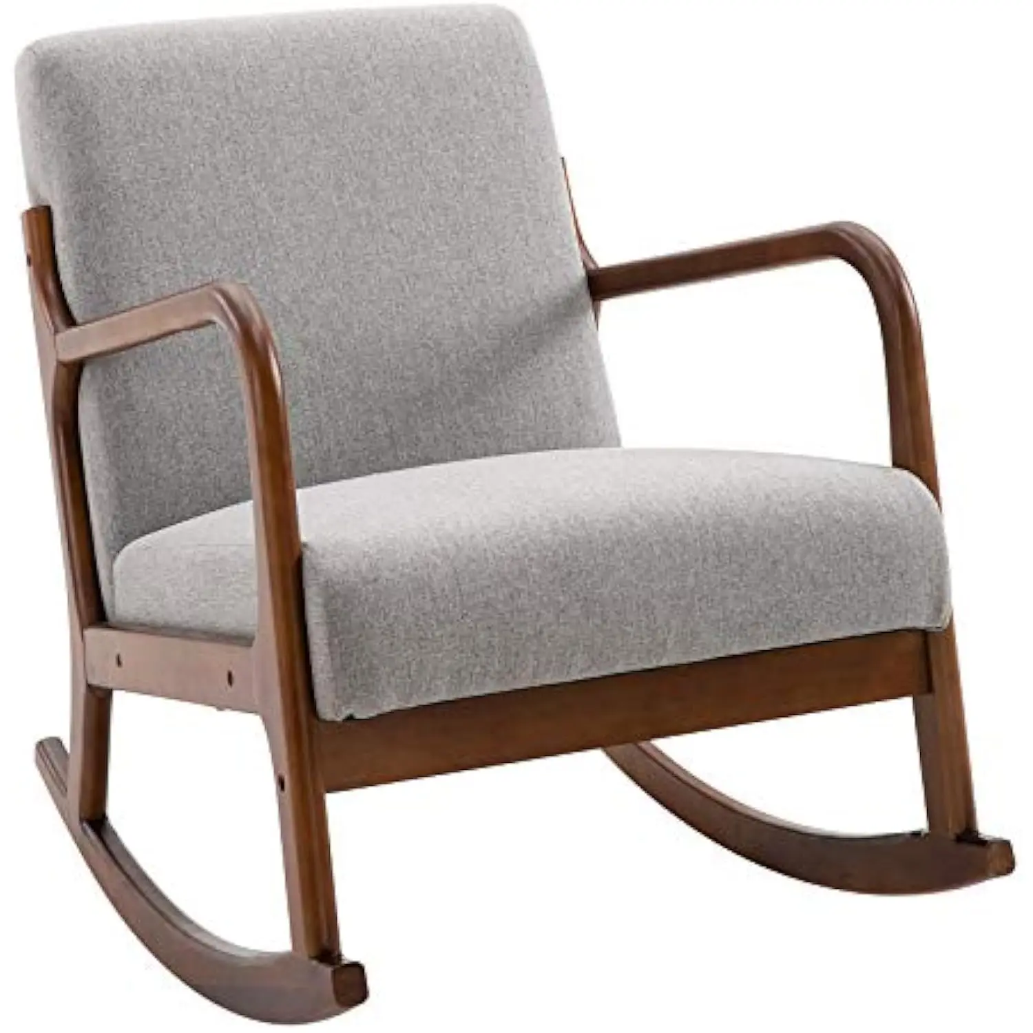 Upholstered Rocking Armchair with Wood Base and Linen Fabric Padded Seat for Living Room, Grey
Upholstered Rocking Armchair with Wood Base and Linen Fabric Padded Seat for Living Room, Grey