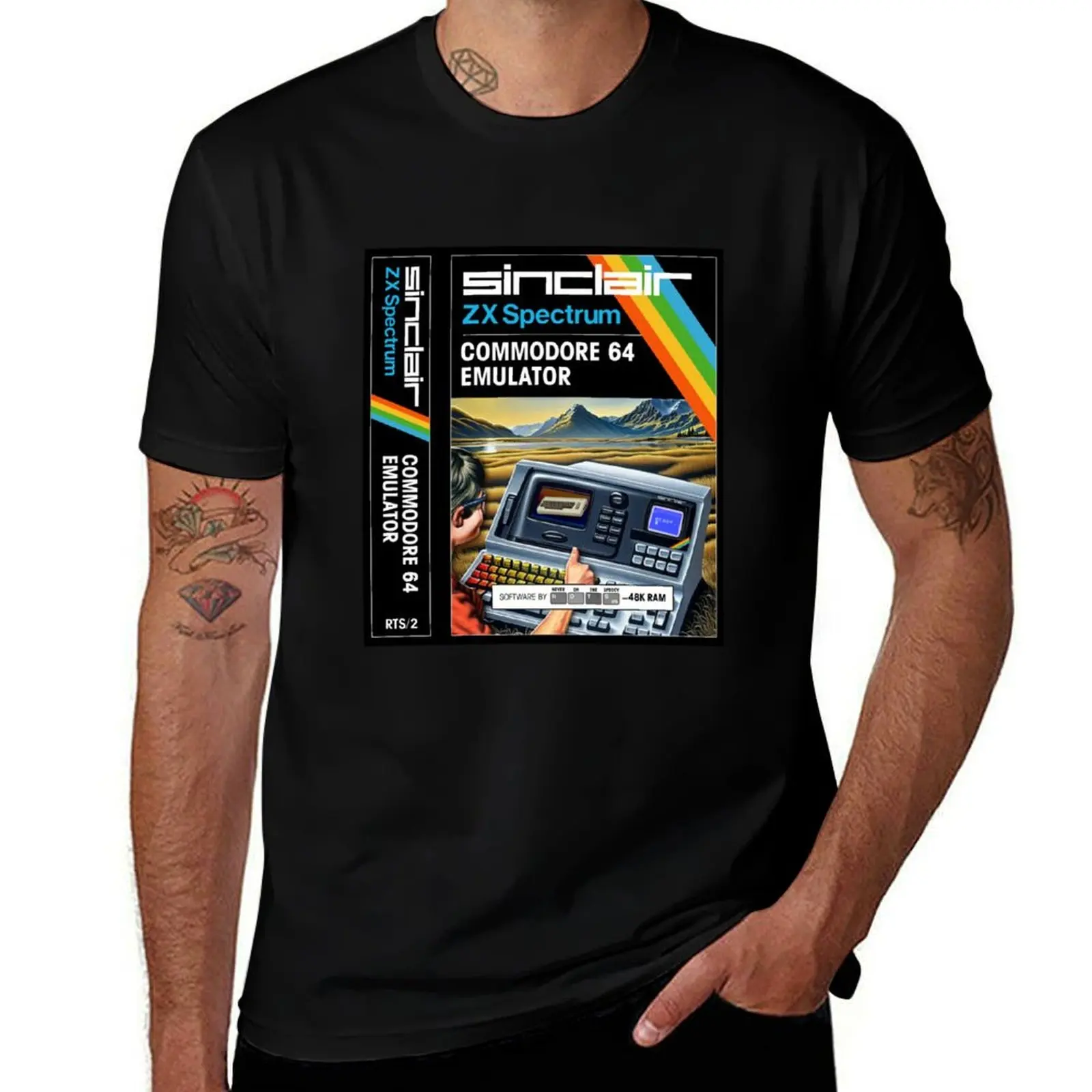 C64 EMULATOR for the Sinclair ZX Spectrum (front cover + spine) - Fantasy / Parody Game Cassette Cover - 80s 8-bit Retro T-Shirt
C64 EMULATOR for the Sinclair ZX Spectrum (front cover + spine) - Fantasy / Parody Game Cassette Cover - 80s 8-bit Retro T-Shirt