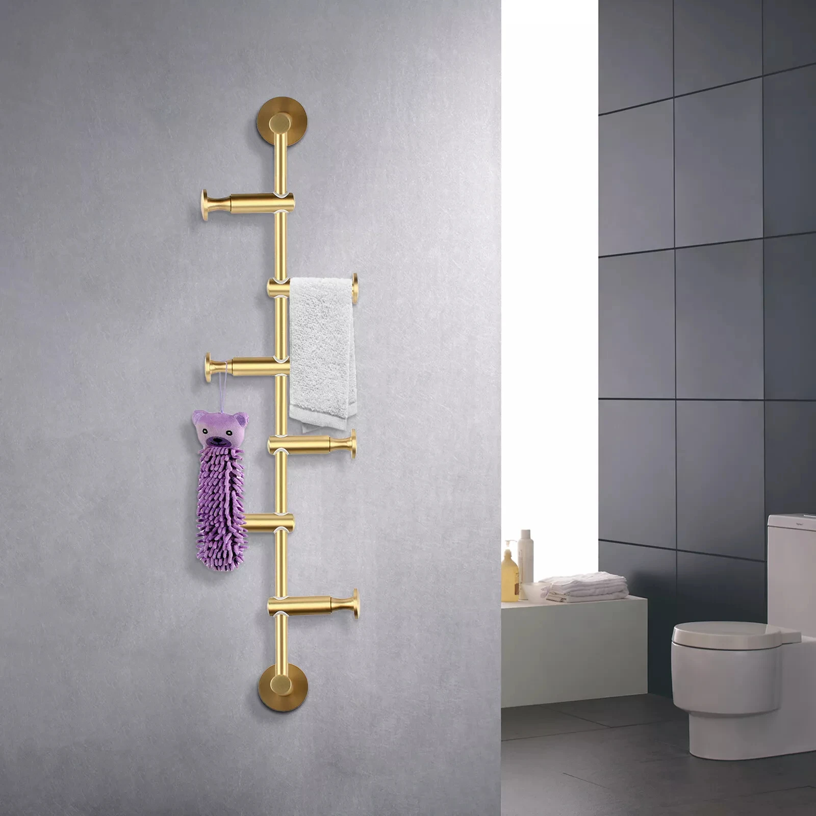 6 Hooks Solid Brass Coat Rack - Scandinavian style, no-hole wall hanging design, suitable for entryway, living room, bedroom, li
6 Hooks Solid Brass Coat Rack - Scandinavian style, no-hole wall hanging design, suitable for entryway, living room, bedroom, li