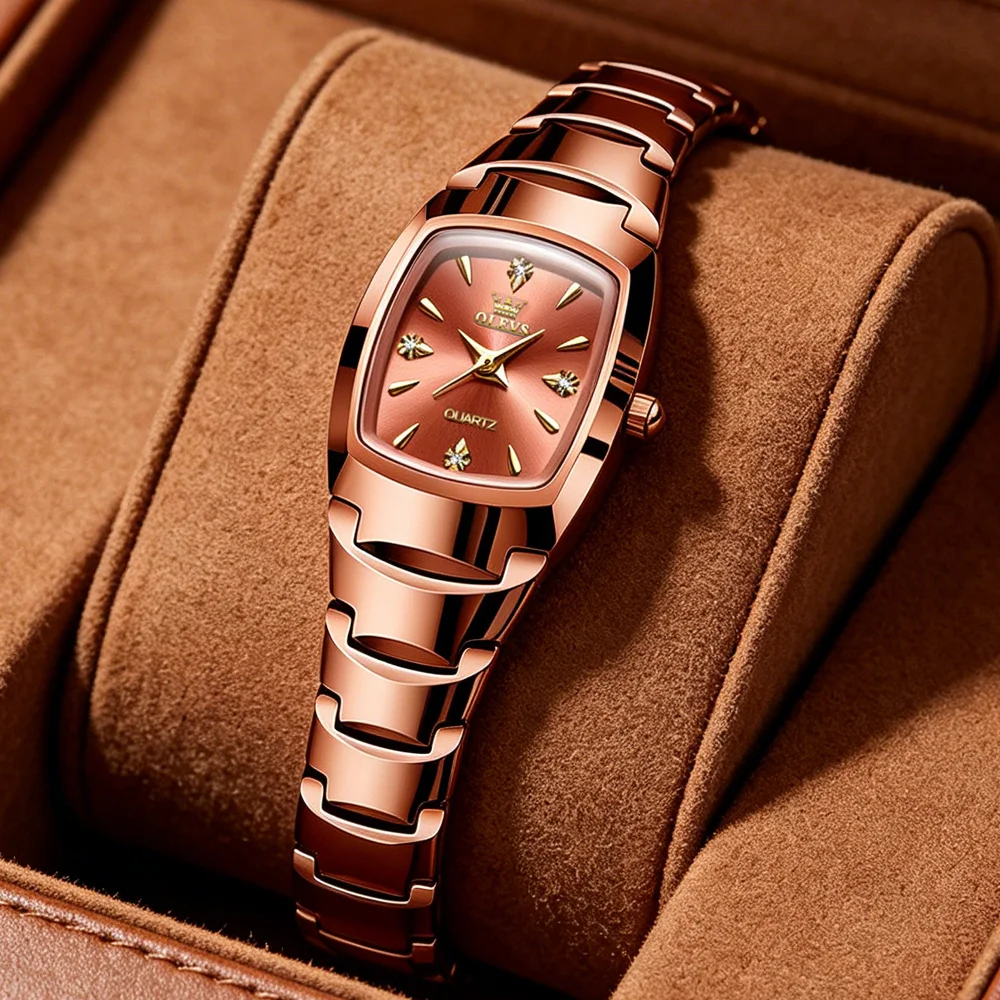 Luxury Mini Tonneau Ladies Watch OLEVS Brand Rose Gold Tungsten Steel Band Rhinestone Crystal Gradient Dial Small Wrist Watch
Luxury Mini Tonneau Ladies Watch OLEVS Brand Rose Gold Tungsten Steel Band Rhinestone Crystal Gradient Dial Small Wrist Watch