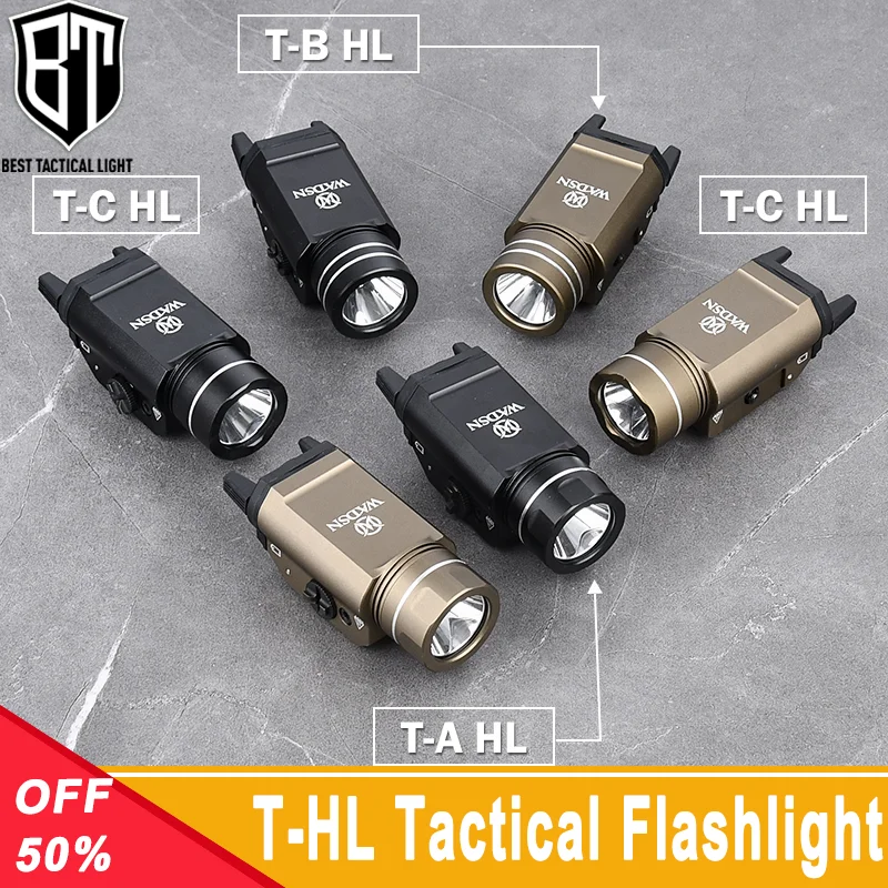 WADSN Metal T-HL ABC Hanging Tactical Flashlight Hight Power 800lumens White Strobe Light Fit 20MM Rail Hunting Weapon Accessory
WADSN Metal T-HL ABC Hanging Tactical Flashlight Hight Power 800lumens White Strobe Light Fit 20MM Rail Hunting Weapon Accessory