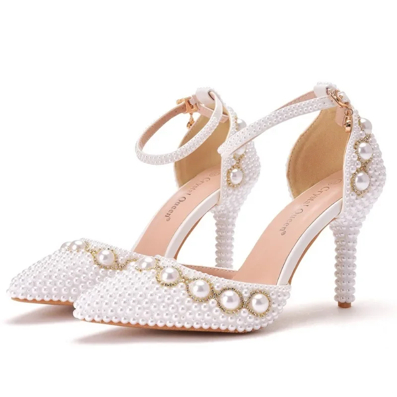 Girl 9cm High Heel Rhinestone Beaded Chain Sandals Beige Wedding Shoes Women
Girl 9cm High Heel Rhinestone Beaded Chain Sandals Beige Wedding Shoes Women
