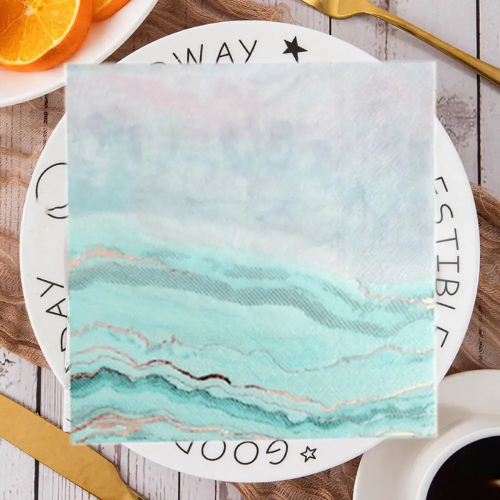 2 packs Disposable Cutlery 2-Ply Ocean Printed Napkins Rose Gold Foil Paper Cocktail Napkins Soft Placemats For Summer Party
2 packs Disposable Cutlery 2-Ply Ocean Printed Napkins Rose Gold Foil Paper Cocktail Napkins Soft Placemats For Summer Party