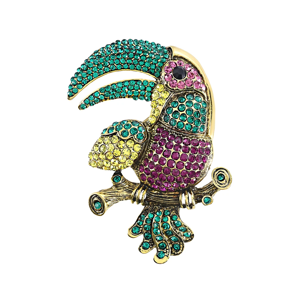 Vintage Toucan Parrot Design Brooch Pin Full Inlaid Colorful Rhinestones Cute Big Mouth Bird Brooch for Coats Sweater Decoration
Vintage Toucan Parrot Design Brooch Pin Full Inlaid Colorful Rhinestones Cute Big Mouth Bird Brooch for Coats Sweater Decoration
