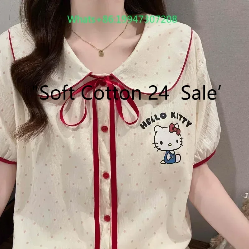 New Hello Kitty Women's Pajamas with Chest Pads Three-piece Short Sleeve Shorts Long Pants White Hello Kitty Loungewear
New Hello Kitty Women's Pajamas with Chest Pads Three-piece Short Sleeve Shorts Long Pants White Hello Kitty Loungewear