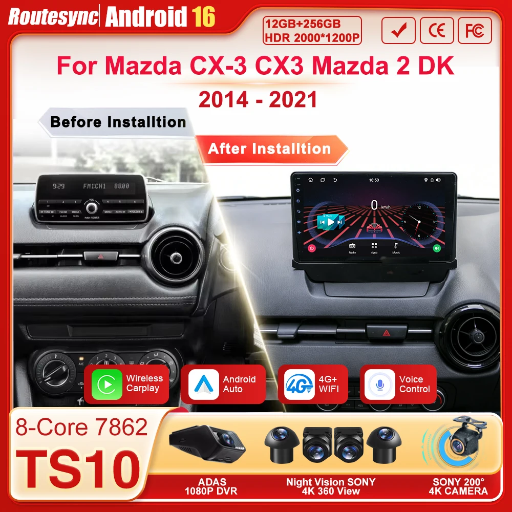 Автомагнитола для Mazda CX-3 CX3 Mazda 2 DK 2014-2021, стереосистема с CarPlay, Android 16, 5G WiFi, навигация GPS, Bluetooth, без DVD, 2DIN
Автомагнитола для Mazda CX-3 CX3 Mazda 2 DK 2014-2021, стереосистема с CarPlay, Android 16, 5G WiFi, навигация GPS, Bluetooth, без DVD, 2DIN