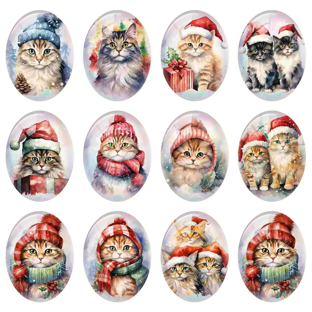 10pcs/lot Christmas X-mas Cats Kitten Pets Winter Oval Photo Glass Cabochon Charms Flatback Demo Cameo For Diy Jewelry Making
10pcs/lot Christmas X-mas Cats Kitten Pets Winter Oval Photo Glass Cabochon Charms Flatback Demo Cameo For Diy Jewelry Making