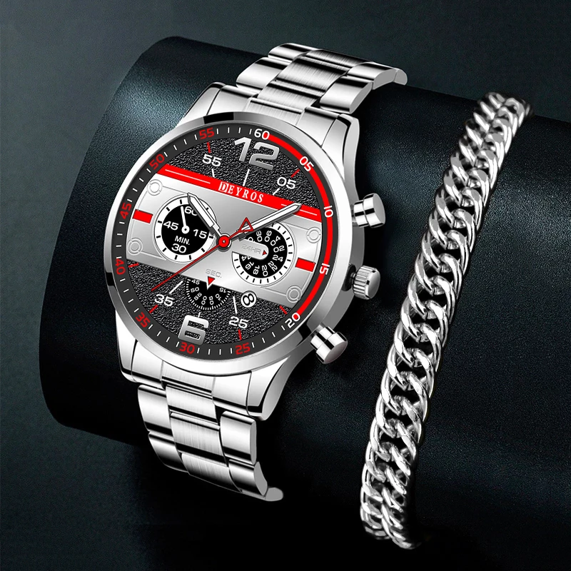 Fashion Men's Quartz Watch Stainless Steel Calendar Leather Clock Men Luxury Business Silver Watches Bracelet Set reloj hombre
Fashion Men's Quartz Watch Stainless Steel Calendar Leather Clock Men Luxury Business Silver Watches Bracelet Set reloj hombre