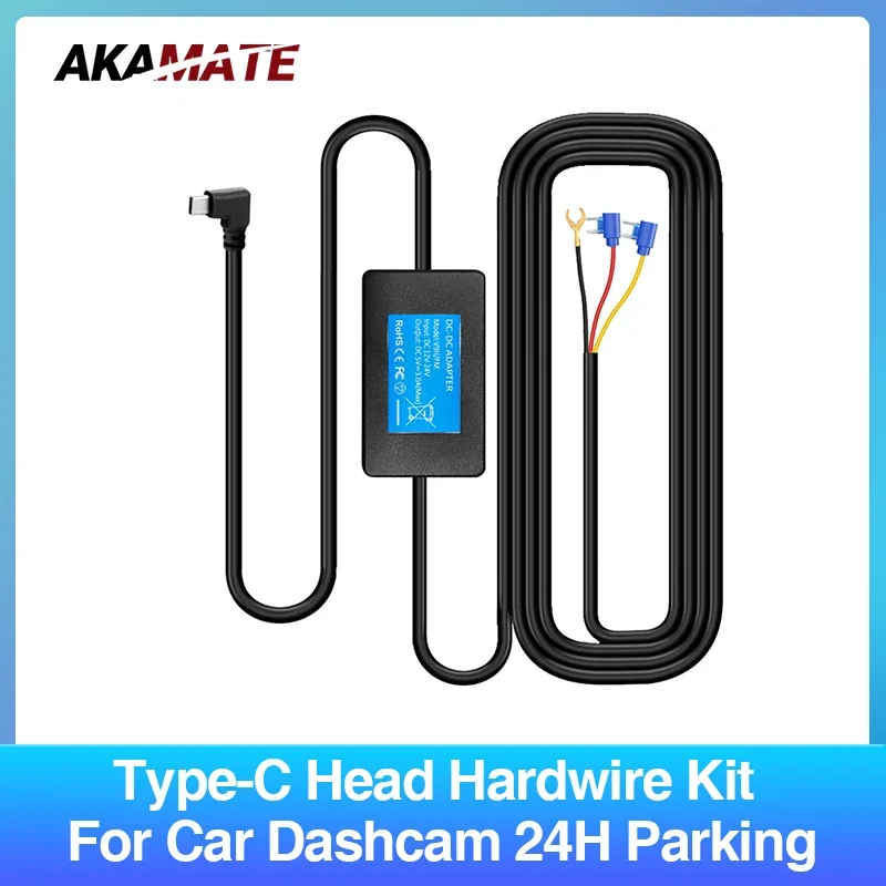 AKAMATE for Car DVR 24H Parking Recoreder Type-C Head Hardwire Kit Voltage Reducing Power Cord Suit for Dashcam Monitor
AKAMATE for Car DVR 24H Parking Recoreder Type-C Head Hardwire Kit Voltage Reducing Power Cord Suit for Dashcam Monitor