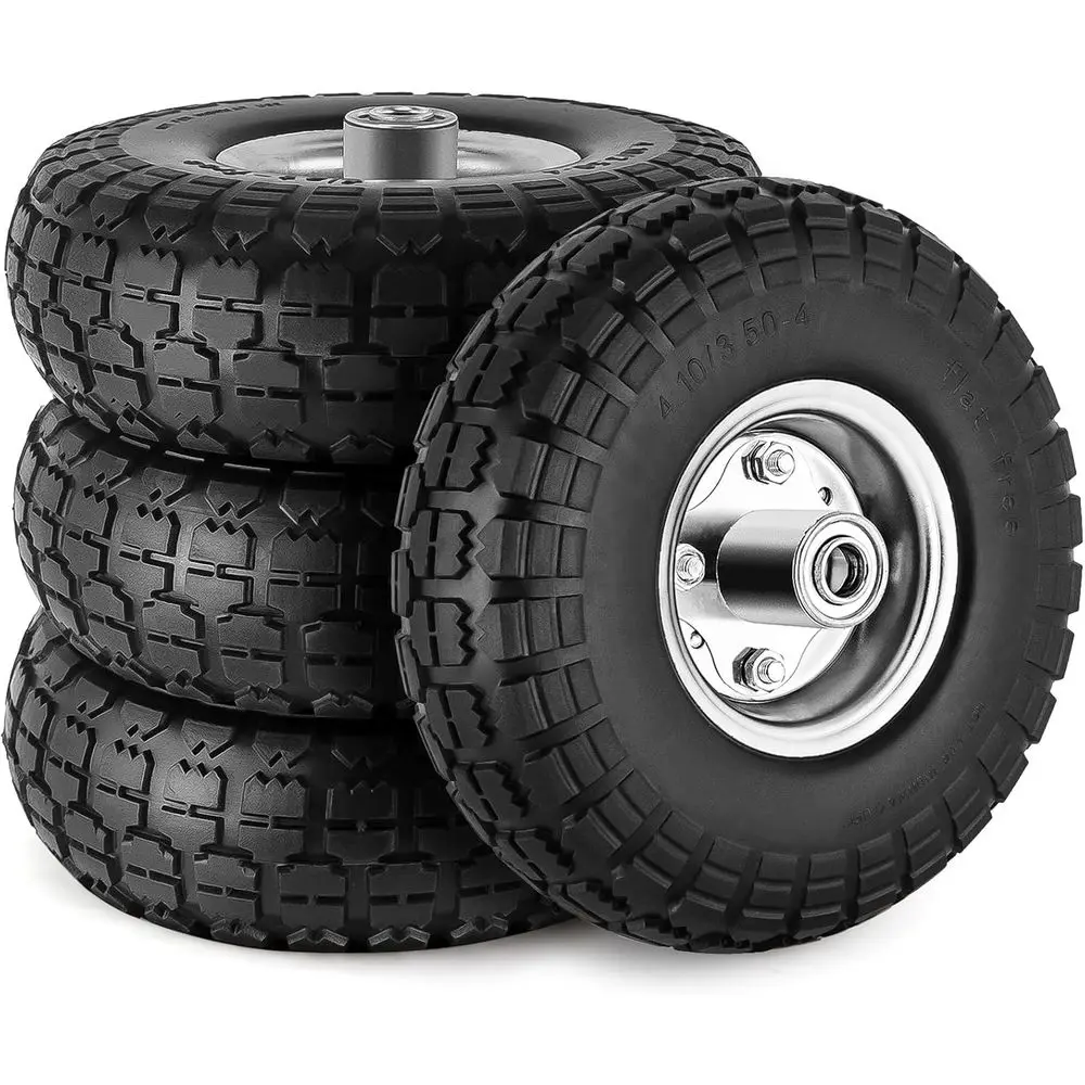 4 Pcs 4.10/3.50-4" Tire and Wheel lat ree, 10 Inch Solid Rubber Tires with 5/8" Axle Bore Hole, 2.2" Oset Hub or Hand Truck, Whe
4 Pcs 4.10/3.50-4" Tire and Wheel lat ree, 10 Inch Solid Rubber Tires with 5/8" Axle Bore Hole, 2.2" Oset Hub or Hand Truck, Whe
