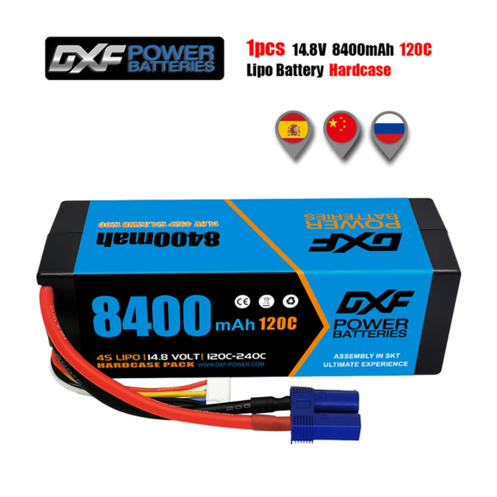 DXF Lipo 4S 14.8V Battery 8400mAh 120C Blue Version Graphene Racing Series HardCase for RC Car Truck Evader BX Truggy 1/8 Buggy
DXF Lipo 4S 14.8V Battery 8400mAh 120C Blue Version Graphene Racing Series HardCase for RC Car Truck Evader BX Truggy 1/8 Buggy