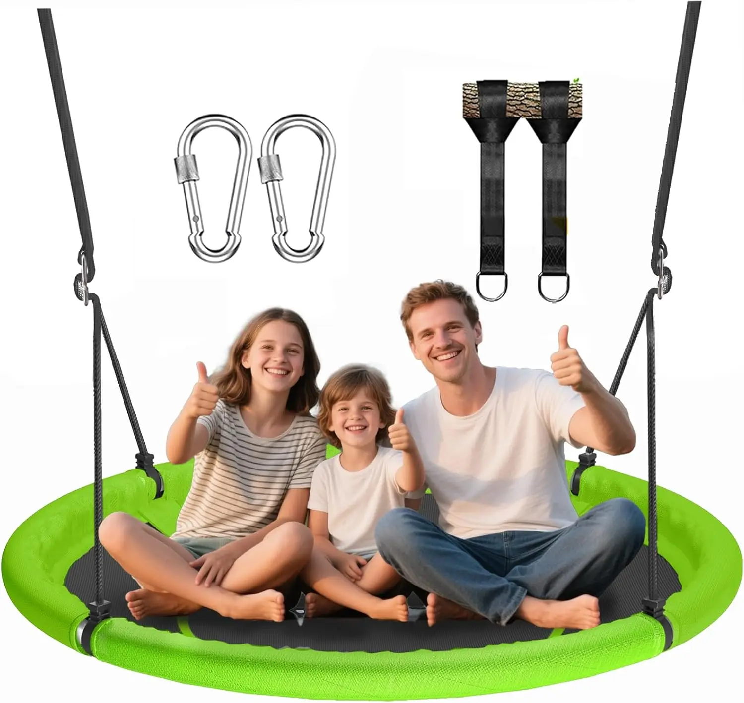 48-дюймовые качели с блюдцем для детей и взрослых, семейные развлечения на свежем воздухе с регулируемыми ремнями, вмещает до 700 фунтов
48-дюймовые качели с блюдцем для детей и взрослых, семейные развлечения на свежем воздухе с регулируемыми ремнями, вмещает до 700 фунтов