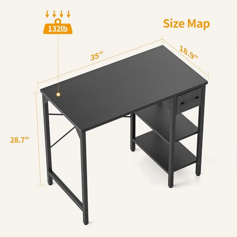 BANTI Small Computer Desk with Drawers, Home Office Desk, Left or Right Side with Storage Shelf, Study Desk with Storage Bag
BANTI Small Computer Desk with Drawers, Home Office Desk, Left or Right Side with Storage Shelf, Study Desk with Storage Bag