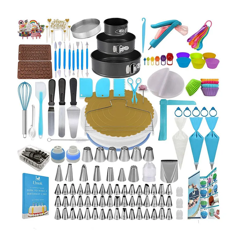 512 Pcs High Quality Complete Cake Decorating Set Mold Nozzle Pastry Cake Tools and Accessories Plastic Rotating Cake Stand
512 Pcs High Quality Complete Cake Decorating Set Mold Nozzle Pastry Cake Tools and Accessories Plastic Rotating Cake Stand