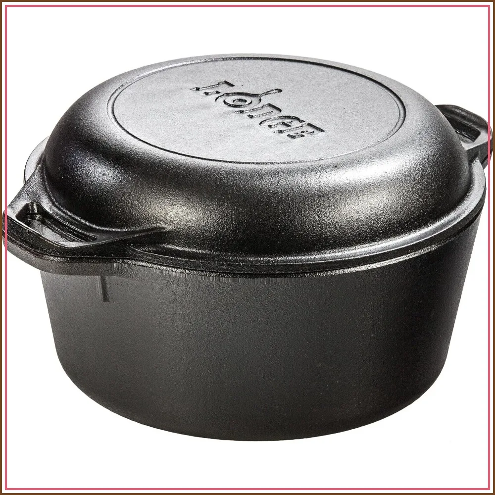 5 Quart Cast Iron Double Dutch Oven - Pre-Seasoned 2-in-1 Pot & Skillet Combo, Even Heat Retention, Oven-Safe
5 Quart Cast Iron Double Dutch Oven - Pre-Seasoned 2-in-1 Pot & Skillet Combo, Even Heat Retention, Oven-Safe