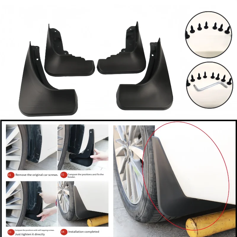 4pcs Car Tire Fender Mud Flaps Splash Guards Screw Included Front Rear Wheel Protector Accessories for Universal Auto SUV Truck
4pcs Car Tire Fender Mud Flaps Splash Guards Screw Included Front Rear Wheel Protector Accessories for Universal Auto SUV Truck