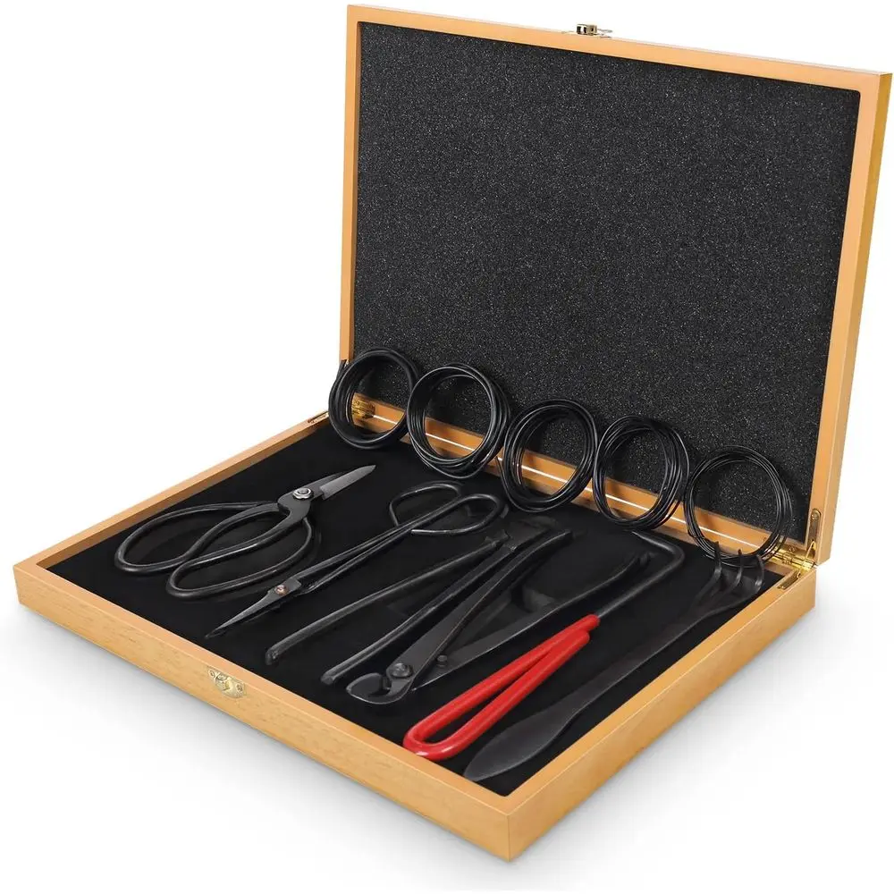 12-Piece Premium Bonsai Tool Kit with Wooden Box, Heavy Duty Scissors, Concave Cutter, Wire Rolls, and More for Garden Pruning a
12-Piece Premium Bonsai Tool Kit with Wooden Box, Heavy Duty Scissors, Concave Cutter, Wire Rolls, and More for Garden Pruning a