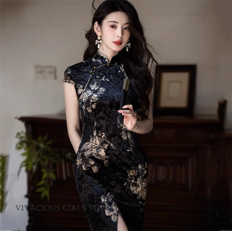 Винтажное классическое женское бархатное платье Cheongsam, элегантное сексуальное китайское платье, вечернее платье, китайская традиционная одежда, Qipao Vestidos
Винтажное классическое женское бархатное платье Cheongsam, элегантное сексуальное китайское платье, вечернее платье, китайская традиционная одежда, Qipao Vestidos