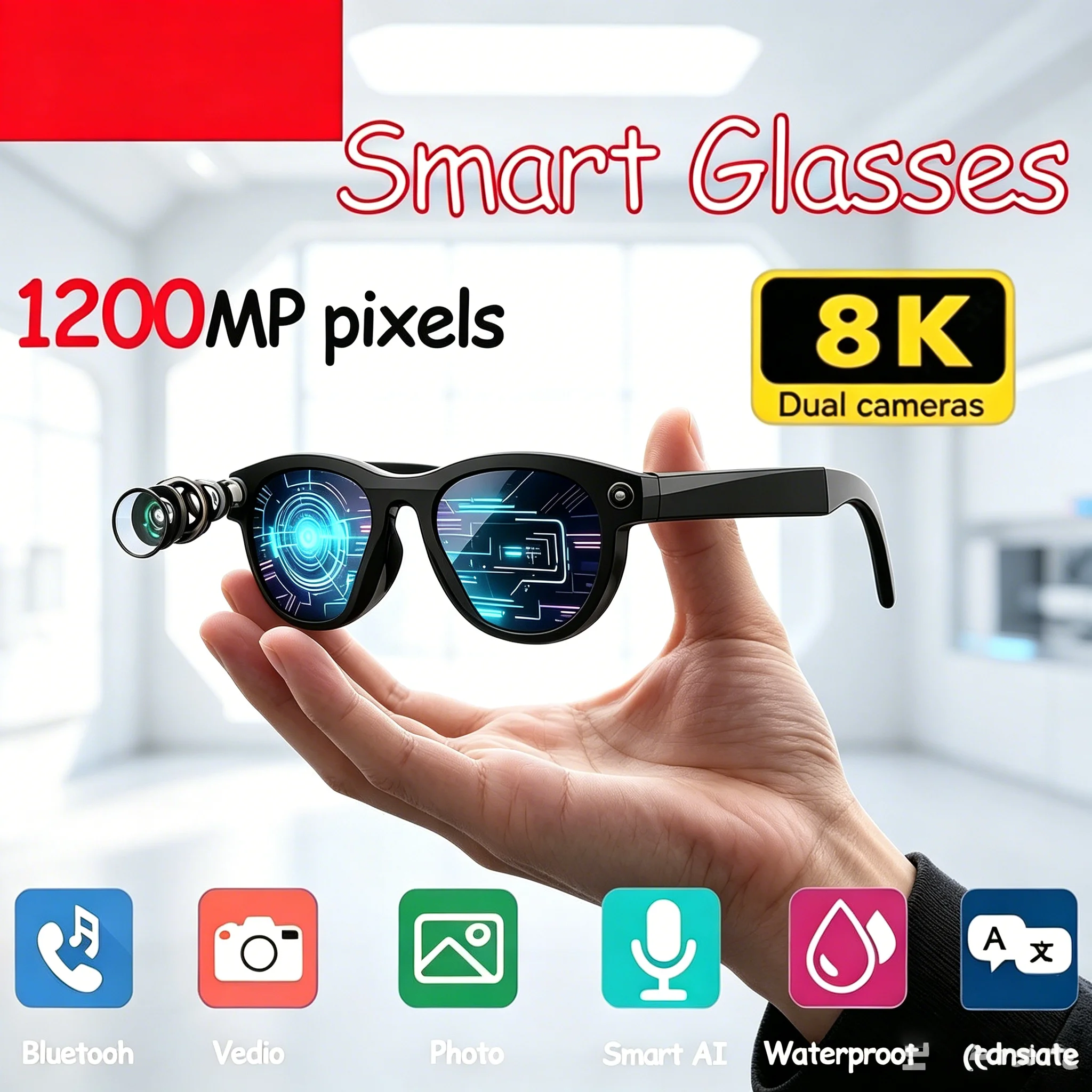 2026 New 8K HD Color Changing AI Smart Glasses Real Time Translate Camera Bluetooth Call Voice Assistant Music Control
2026 New 8K HD Color Changing AI Smart Glasses Real Time Translate Camera Bluetooth Call Voice Assistant Music Control