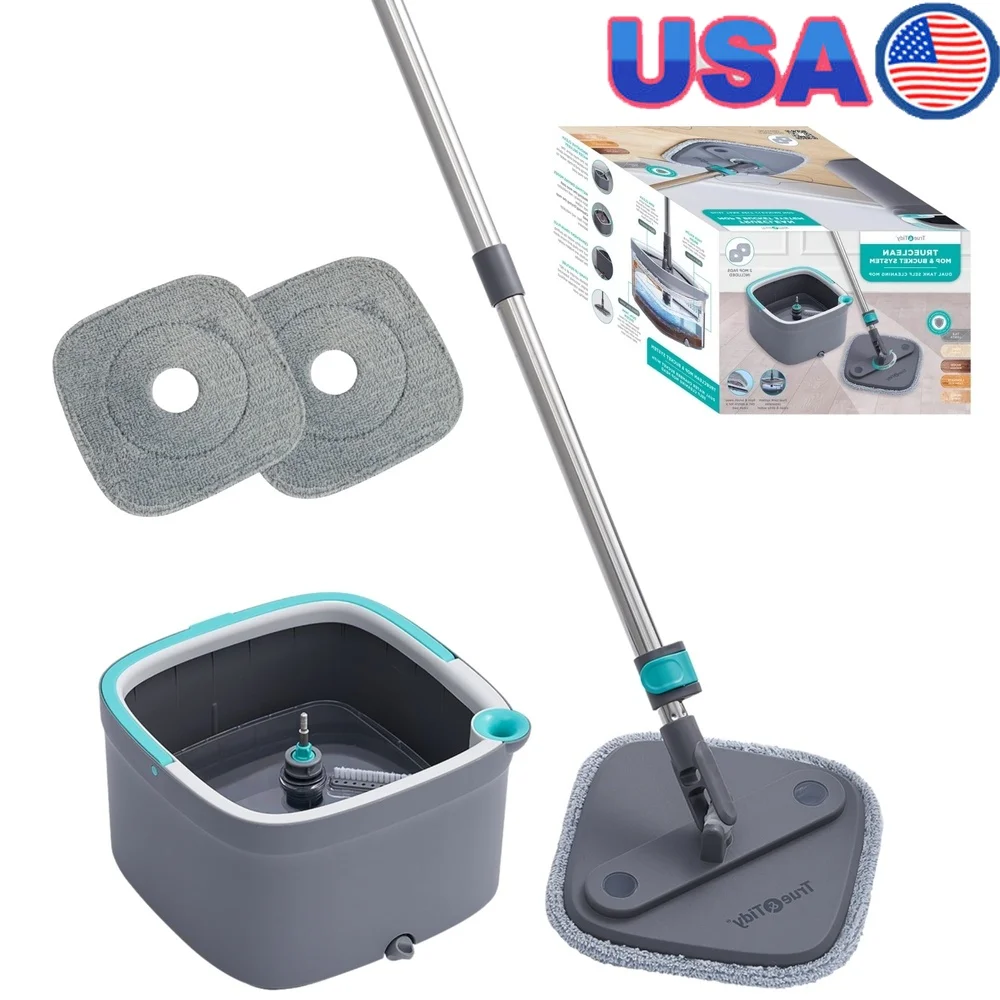 Spin Mop and Bucket System with Built-in Brush Easy Clean Water Refill Drain Plug 360 Degree Swivel Mop Head Microfiber Pads
Spin Mop and Bucket System with Built-in Brush Easy Clean Water Refill Drain Plug 360 Degree Swivel Mop Head Microfiber Pads