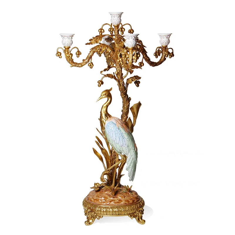 European luxury, home accessories, villa living room floor ornaments, copper crane candlesticks, retro desktop handicrafts
European luxury, home accessories, villa living room floor ornaments, copper crane candlesticks, retro desktop handicrafts