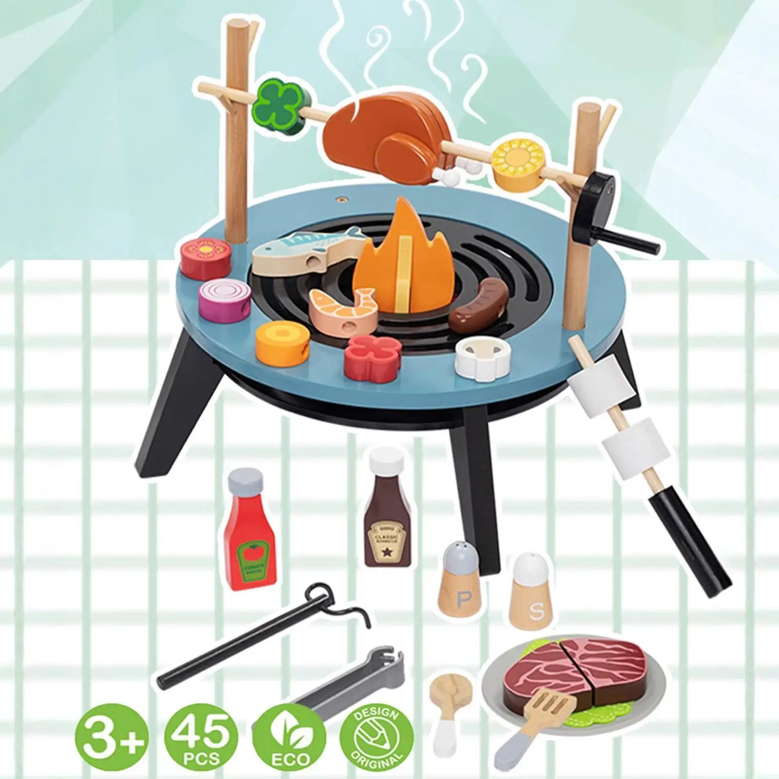 Kids BBQ Grill Toy,Pretend BBQ Accessories Set,Interactive Wood Simulation Cooking Toy for 2 3 4 5 6 Years Old Christmas Gift
Kids BBQ Grill Toy,Pretend BBQ Accessories Set,Interactive Wood Simulation Cooking Toy for 2 3 4 5 6 Years Old Christmas Gift