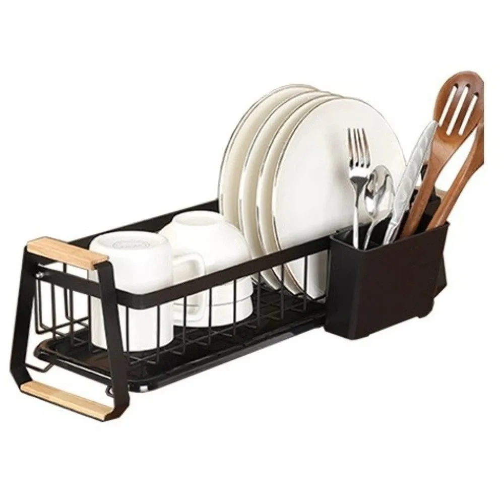 Detachable Kitchen Dish Rack Large Capacity Metal Frame Dish Drying Drain Rack Wooden Handle Dish Drainer Cutlery Cup Holders
Detachable Kitchen Dish Rack Large Capacity Metal Frame Dish Drying Drain Rack Wooden Handle Dish Drainer Cutlery Cup Holders