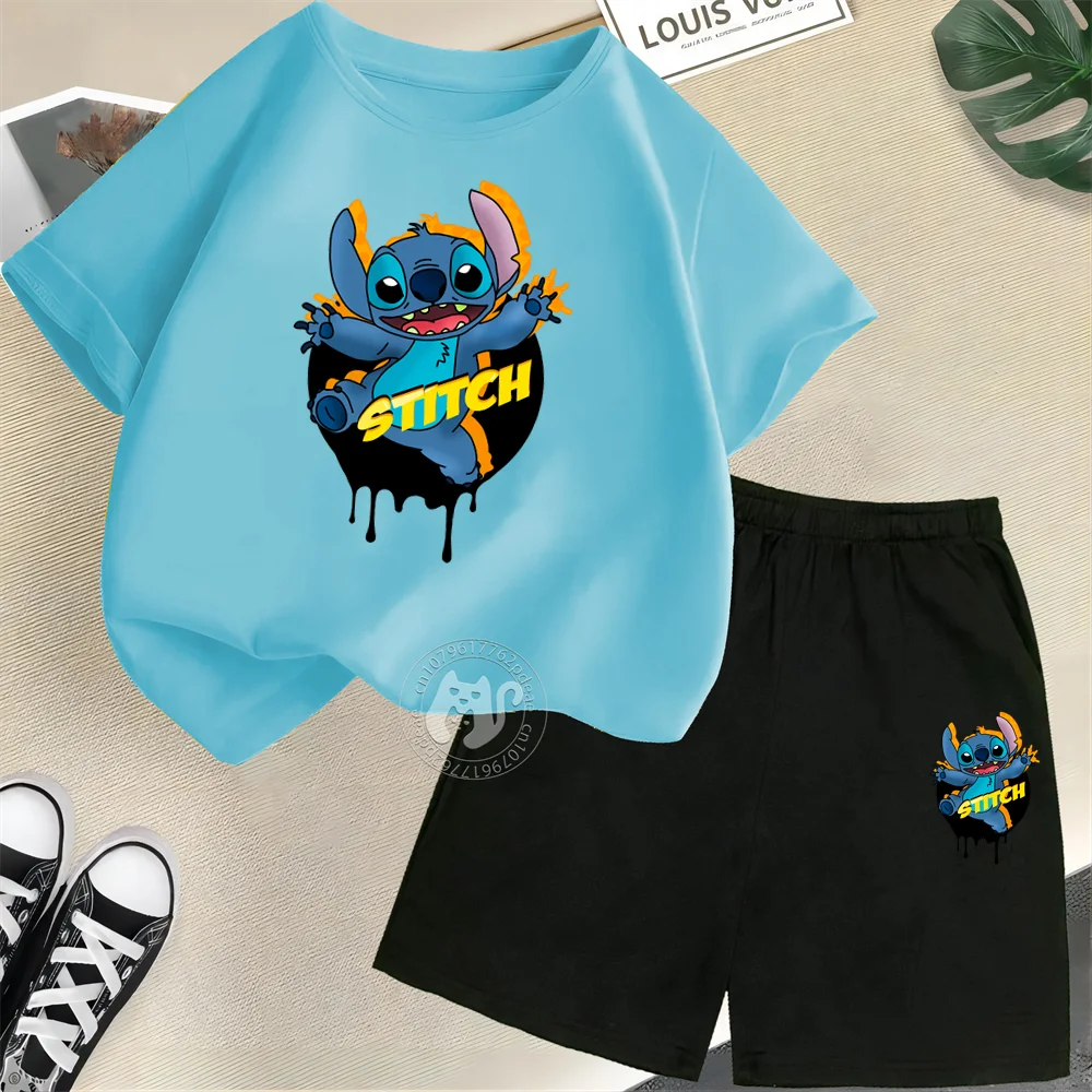 Kids Disney 100% Cotton Top Street Happy Stitch Print Boys Girls Short Sleeve T-shirt + Shorts Kids Casual Summer set
Kids Disney 100% Cotton Top Street Happy Stitch Print Boys Girls Short Sleeve T-shirt + Shorts Kids Casual Summer set