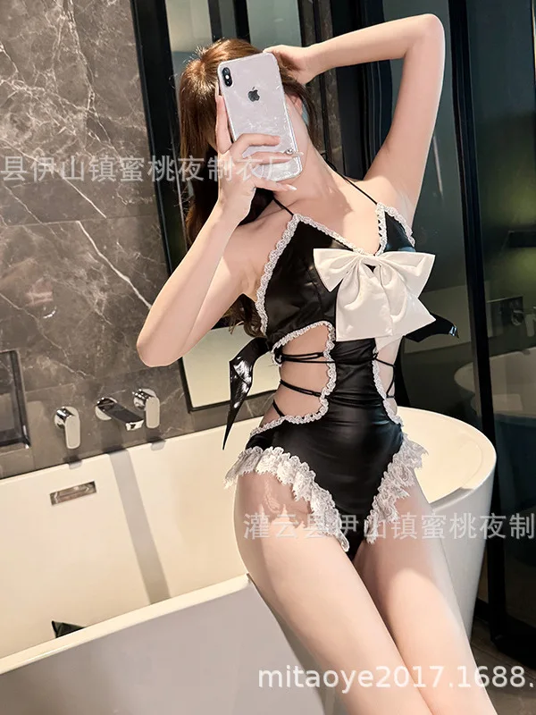 lingerie bat wings one piece uniform PU patent leather strap little devil Halloween body suits white lace Bow knot slim 2DXS
lingerie bat wings one piece uniform PU patent leather strap little devil Halloween body suits white lace Bow knot slim 2DXS