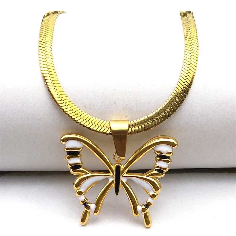 Aesthetic Butterfly Pendant Necklace for Women Stainless Steel Gold Color Exquisite Snake Chain Jewelry collier femme NZZZ388S01
Aesthetic Butterfly Pendant Necklace for Women Stainless Steel Gold Color Exquisite Snake Chain Jewelry collier femme NZZZ388S01