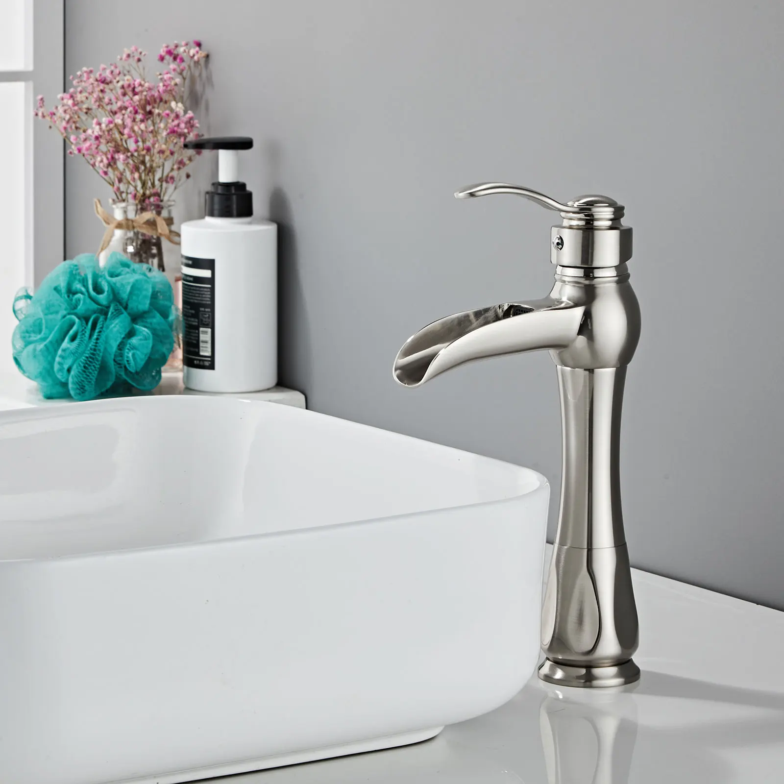 Wovier Basin Modern Waterfall Bathroom Faucet with Supply Hose, Mixer Tap Wash basin Faucet Single Handle Tall Body
Wovier Basin Modern Waterfall Bathroom Faucet with Supply Hose, Mixer Tap Wash basin Faucet Single Handle Tall Body