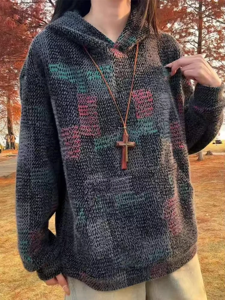 American Sle Men's Hoodie Sweatirt Velvet Knitted Plaid Jaet Autumn Winter Casual Loose Fit Non-Iron Treaent
American Sle Men's Hoodie Sweatirt Velvet Knitted Plaid Jaet Autumn Winter Casual Loose Fit Non-Iron Treaent